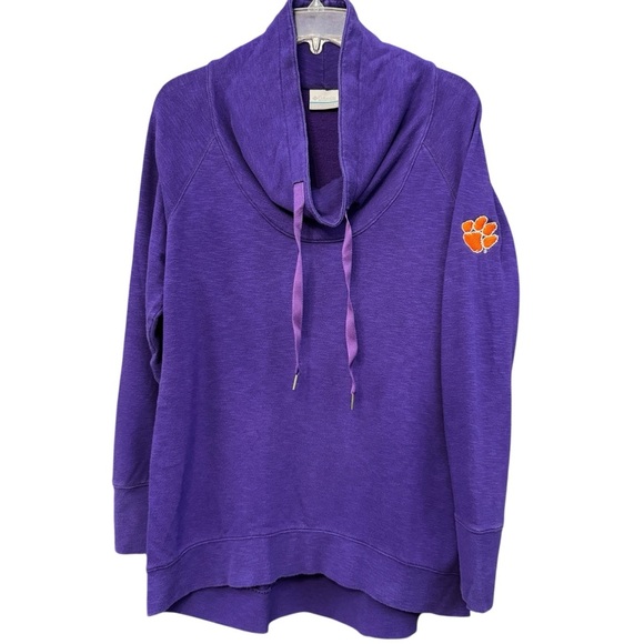 Columbia Clemson Tigers Purple Cowl Neck Sweatshirt Pullover Relaxed L - Picture 1 of 5